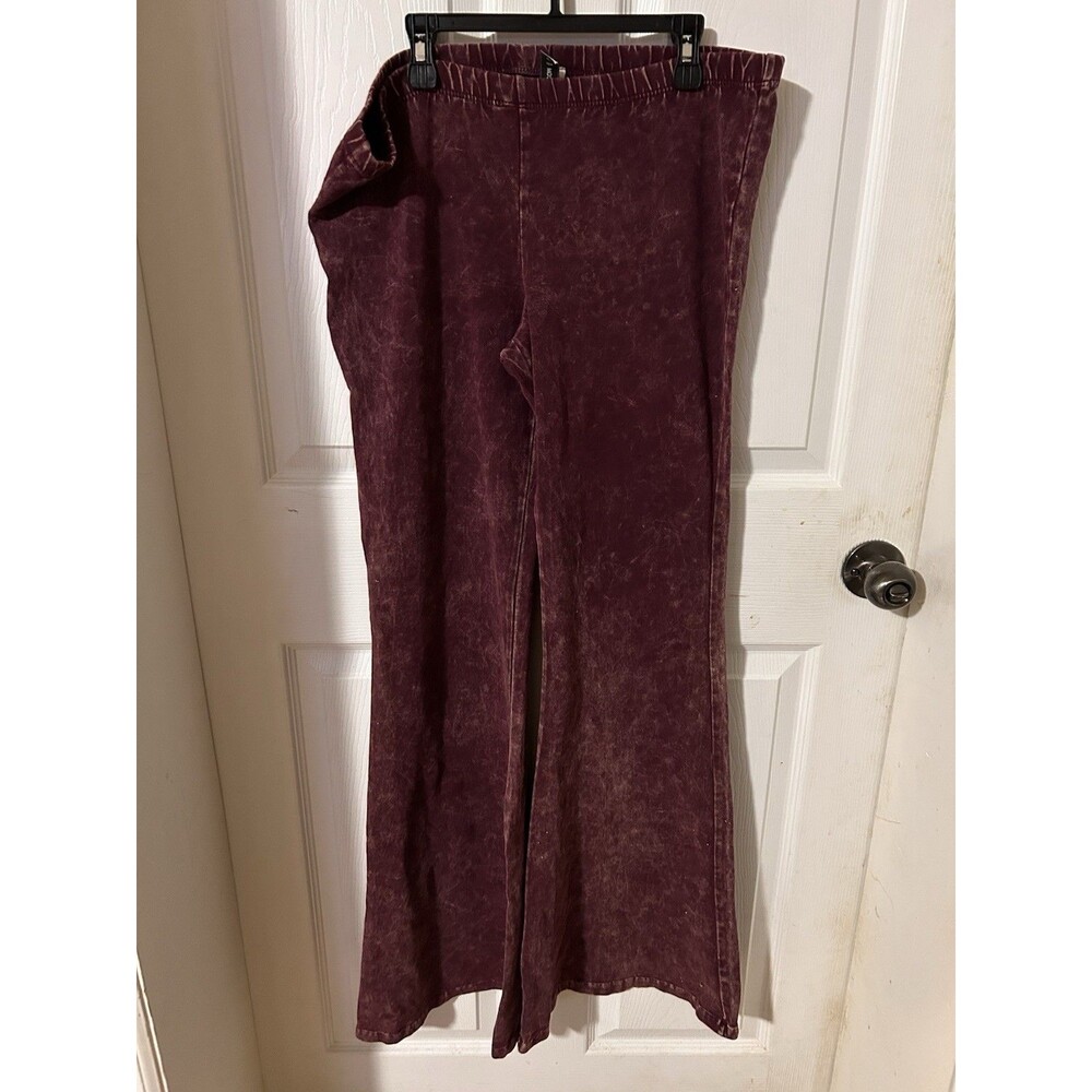 Zooziela Women's Palazzo Wide-Leg Pants, Size Large, Cotton Spandex, Acid Wash